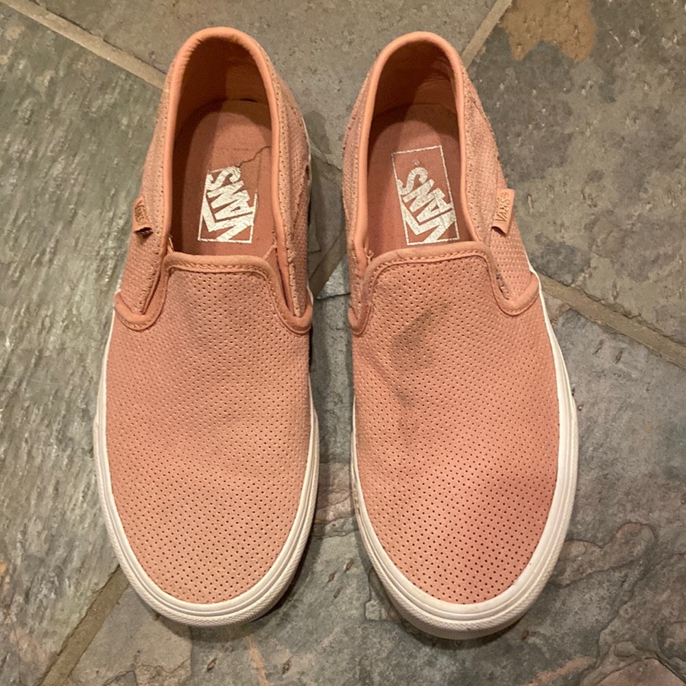 Pink leather suede vans